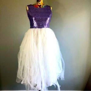 Purple and White Tulle and Sequin Dress Girls Size 14